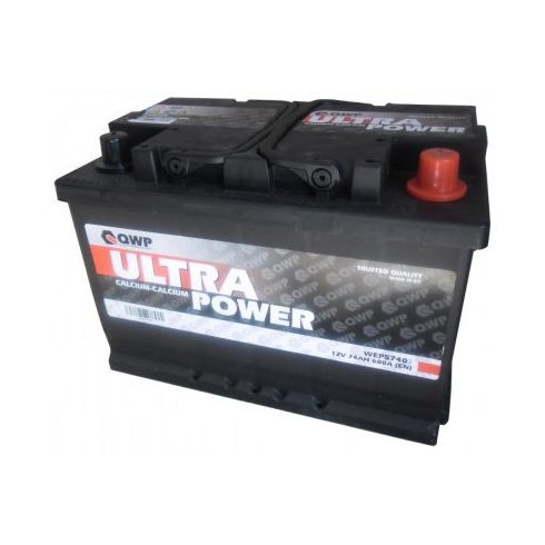 QWP Ultra Power WEP5740 12V 74Ah 680A Jobb+ autó akkumulátor