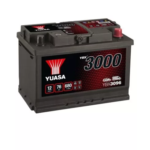 YUASA 12V 76Ah/680A Indító akkumulátor Jobb+ YBX3096