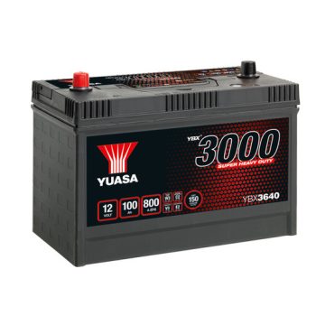   YUASA 12V 100Ah/800A 3000 Series Super Heavy Duty Indító akkumulátor Jobb+ YBX3640