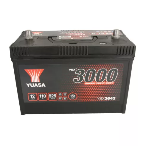 YUASA 12V 110Ah 925A 3000 Series Super Heavy Duty Indító akkumulátor Jobb+ YBX3642