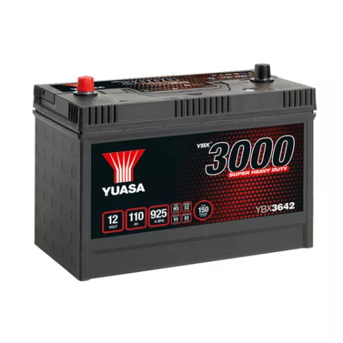 YUASA 12V 110Ah 925A 3000 Series Super Heavy Duty Indító akkumulátor Jobb+ YBX3642