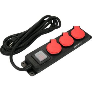   YATO Elektromos hosszabbító 3m 3 x 1,5 mm 3-as elosztó kapcsolóval YT-81240