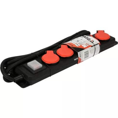 YATO Elektromos hosszabbító 5-ös elosztó 3m, 3x1,5 mm² YT-81242