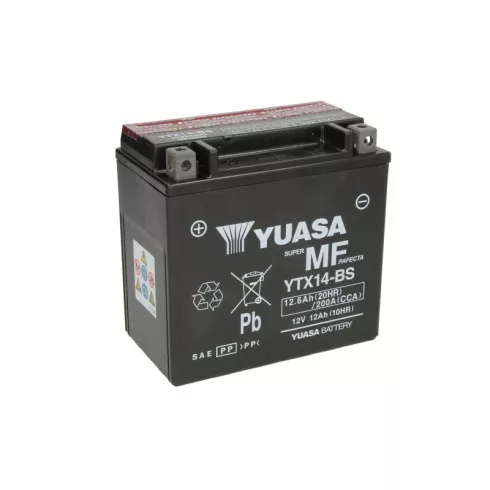 Yuasa akkumulátor 12V 12Ah 200A indító akkumulátor Bal+ YTX14-BS
