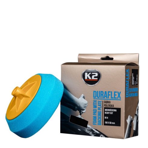 K2 DURAFLEX sima, kék, közepesen koptató, M14-es menet, átmérő 150 mm, polírozó szivacs L641